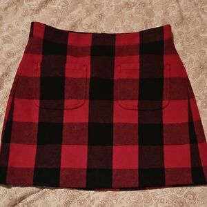 J. Crew Red and Black Checkered Mini Skirt